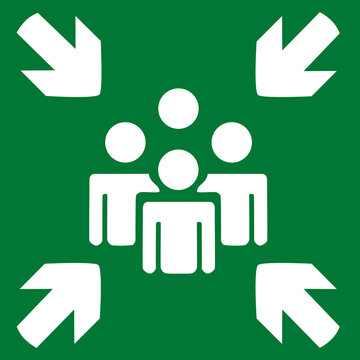 Panneau de rassemblement, signalisation de point de rencontre, s&eacute;curit&eacute; et information