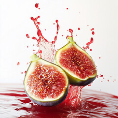 Fresh figs splash in vibrant juice Generative AI