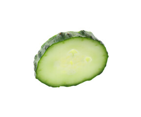 Slice of fresh cucumber isolated on white