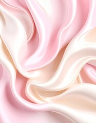 Soft, flowing silk fabrics in pastel pink and cream