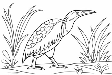coloring page line art the bittern black vector