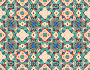 Colorful Geometric Pixel Pattern Seamless Texture Background