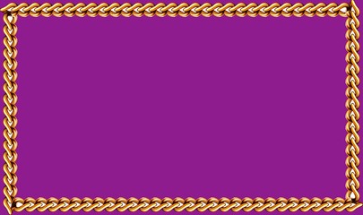 gold chain frame on purple background, luxury border template