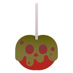 Halloween Apple Candy Flat Design Vector Illustration