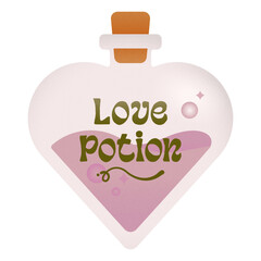 Halloween Witch Love Potion Flat Design Vector Illustration