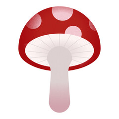 Autume Red Mushroom Flat Design Vector Illustration
