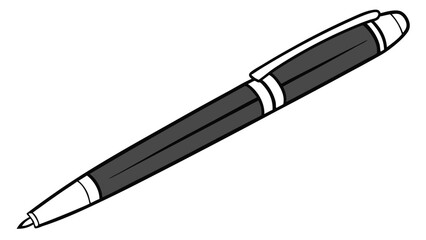 Elegant dark gray ballpoint pen with white accents