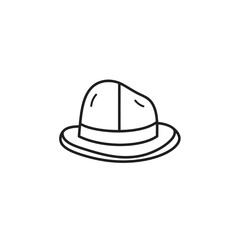 Fototapeta premium A simple line art icon of a classic fedora hat. Vector illustration representing vintage fashion and elegant headwear.