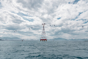 Cable car in the sea