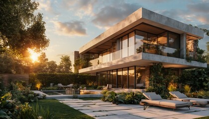 Fototapeta premium modern architecture, minimalist home