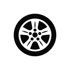 Obraz premium Modern car alloy wheel and tire icon on white background simple design