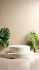 Minimalist Podium Background for Product Display – Modern 3D Stand on Neutral Backdrop