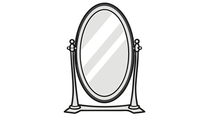 Fototapeta premium Oval mirror on stand frame reflection