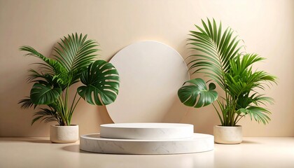 Minimalist Podium Background for Product Display – Modern 3D Stand on Neutral Backdrop
