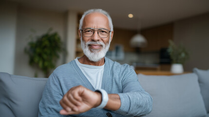 Patient at home using a wearable health device while a doctor monitors vital signs remotely via telemedicine dashboard, symbolizing remote patient care and connected health telemed