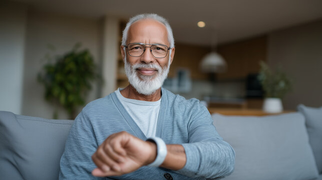 Patient at home using a wearable health device while a doctor monitors vital signs remotely via telemedicine dashboard, symbolizing remote patient care and connected health telemed