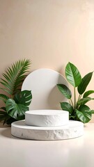 Minimalist Podium Background for Product Display – Modern 3D Stand on Neutral Backdrop