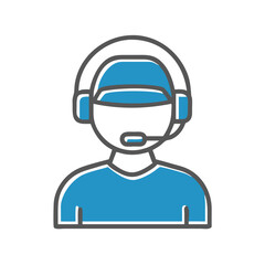 Avatar of a person wearing a headset for customer support or gaming on a white background