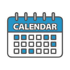 Illustration of a calendar with an event highlighted in blue on a white background