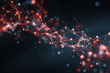 Abstract data visualization with glowing nodes in dark space, representing digital connectivity.