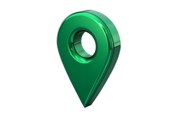Photo of green location pin isolated on transparent background