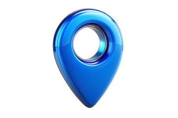 Photo of blue map location pin isolated on transparent background