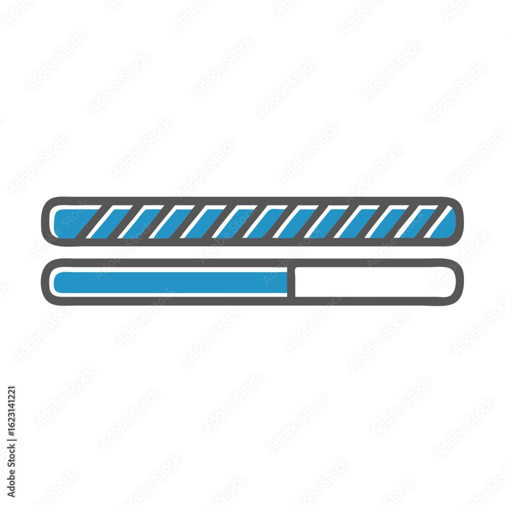 Poster progress loading bar icon in blue and gray colors representing system status in a modern design