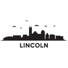 Obraz premium Lincoln skyline silhouette. Black Lincoln city design isolated on white background. Vector black silhouette. with white background