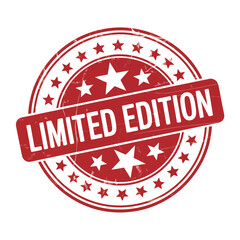 Red stamp with stars and text limited edition isolated on white background