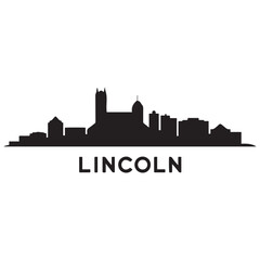 Naklejka premium Lincoln skyline silhouette. Black Lincoln city design isolated on white background. Vector black silhouette. with white background