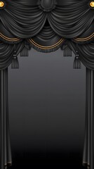 Elegant Black Curtains with Gold Accents Stage Drapes Theater Background