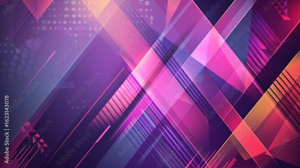 Poster abstract geometric design with vibrant colors and dynamic lines.
