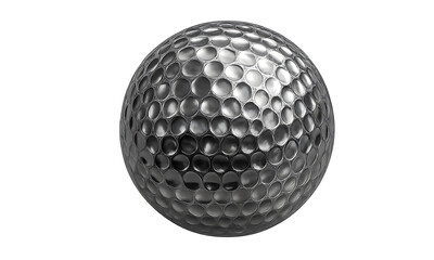 Chrome Golf Ball 3D Render Isolated on Transparent Background