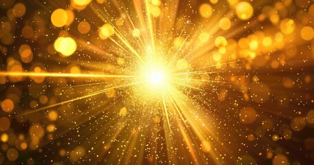 A vibrant burst of golden light with sparkling particles radiating outward.