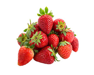 Bunch of Sweet Ripe Strawberries – PNG Isolated on Transparent Background