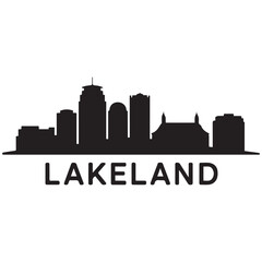 Obraz premium Lakeland skyline silhouette. Black Lakeland FL city design. Vector black silhouette. with white background
