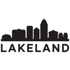 Obraz premium Lakeland skyline silhouette. Black Lakeland FL city design. Vector black silhouette. with white background