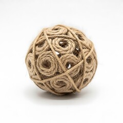 Handmade decorative sphere crafted from natural twine and embellished with small gems