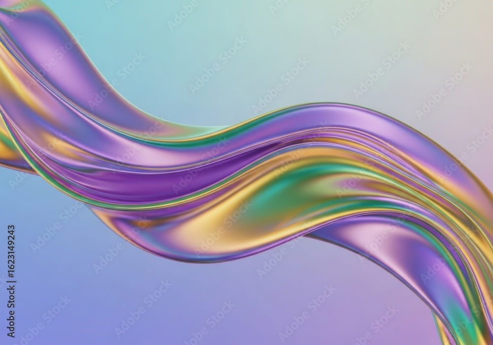 Poster chromatic flow: a mesmerizing wave of iridescent liquid abstraction