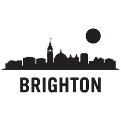Obraz premium Brighton, UK skyline silhouette. Black Brighton city. Vector black silhouette. with white background