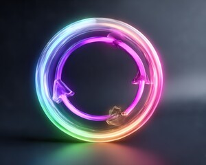 Abstract neon circular arrows