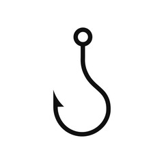 Fishing hook shape vector icon fish template