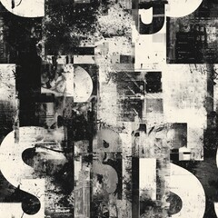Grunge newspaper collage with letters | Torn print textures and distressed monochrome text layers | Vintage editorial backdrop | Abstract typography concept design