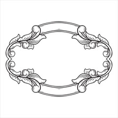 illustration art engraving floral frame with ribon for copy space frame decorative design