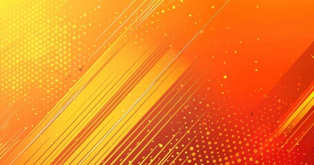 A vibrant abstract background featuring orange and yellow gradients with dynamic lines.