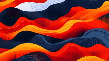 Naklejka premium Abstract Red Orange Blue Wave Pattern Background