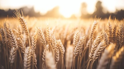 Fototapeta premium Golden wheat field at sunset.