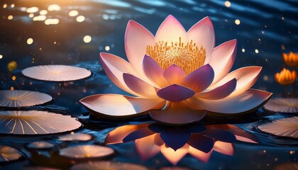 lotus with its ethereal grace and untainted beauty emerges from depths of murky waters serving as a profound symbol of spiritual awakening personal development and transformative passage from obs