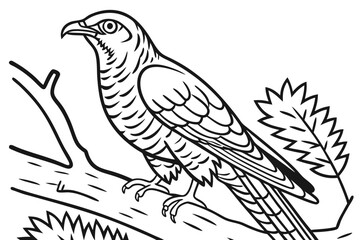 coloring page line art the cuckoo black vector