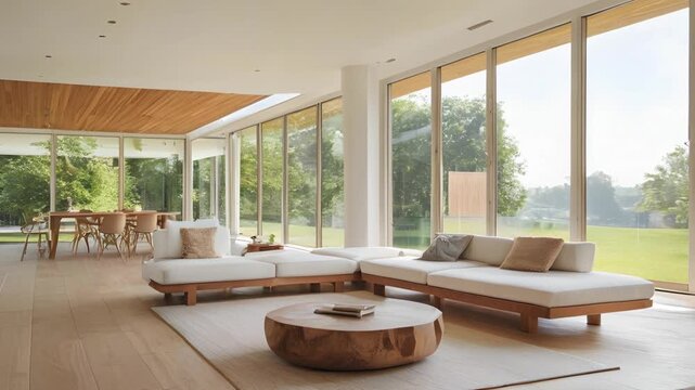 Modern Luxury Villa Walkthrough with Natural Light and Wooden Interior